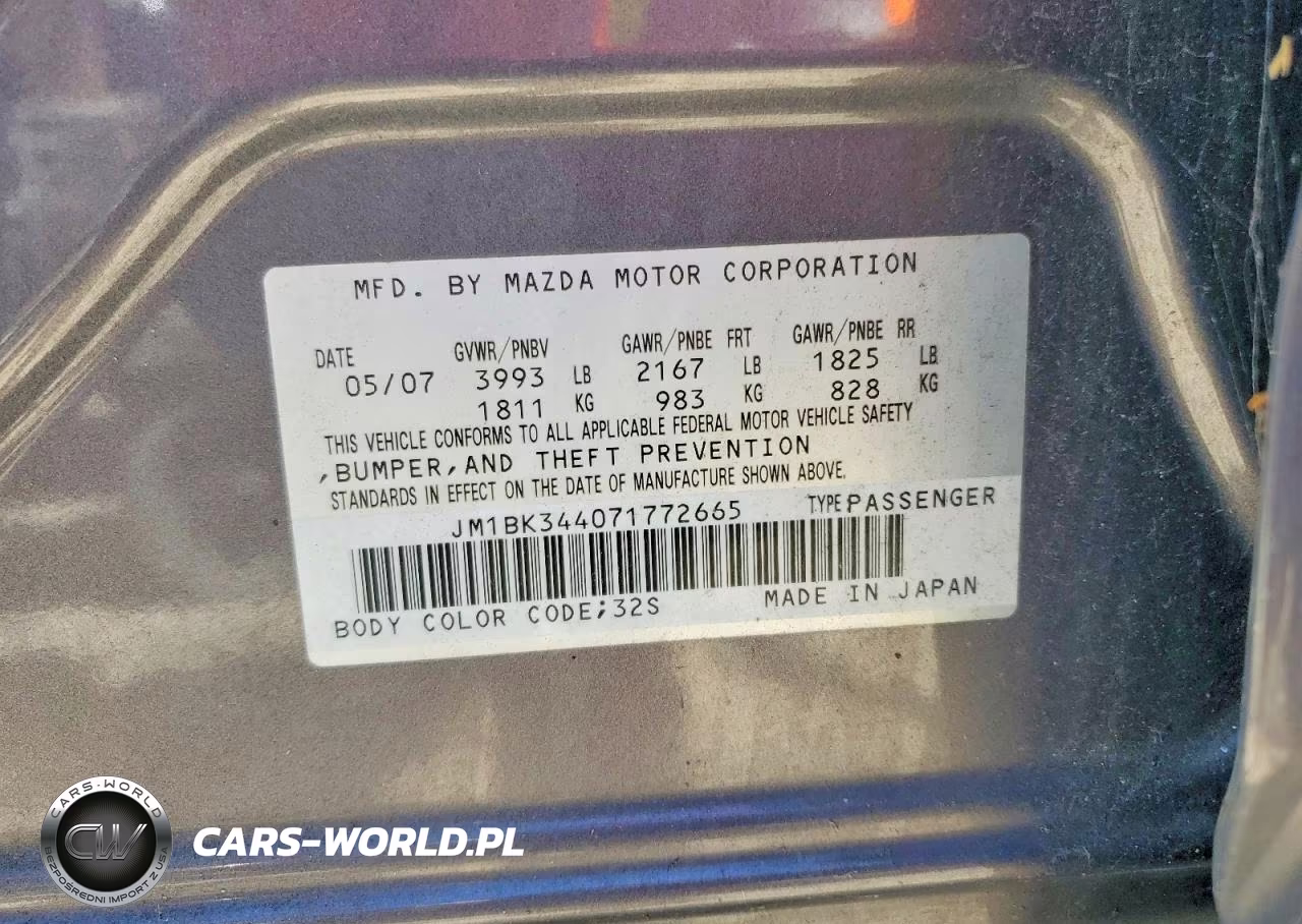 2007 Mazda 3 Hatchback VIN:JM1BK344071772665 - 12