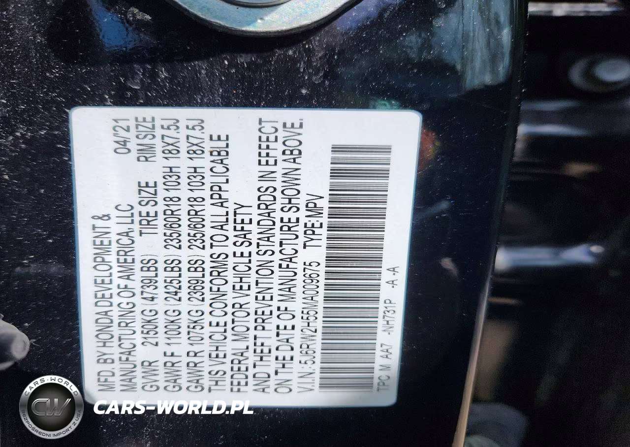 2021 Honda Cr-V Ex VIN:5J6RW2H55MA009675 - 13
