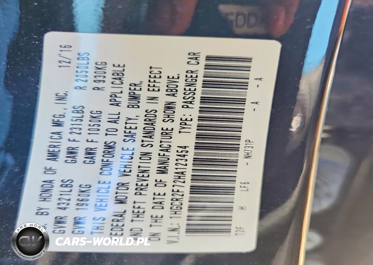 2017 Honda Accord Ex VIN:1HGCR2F72HA123454 - 12