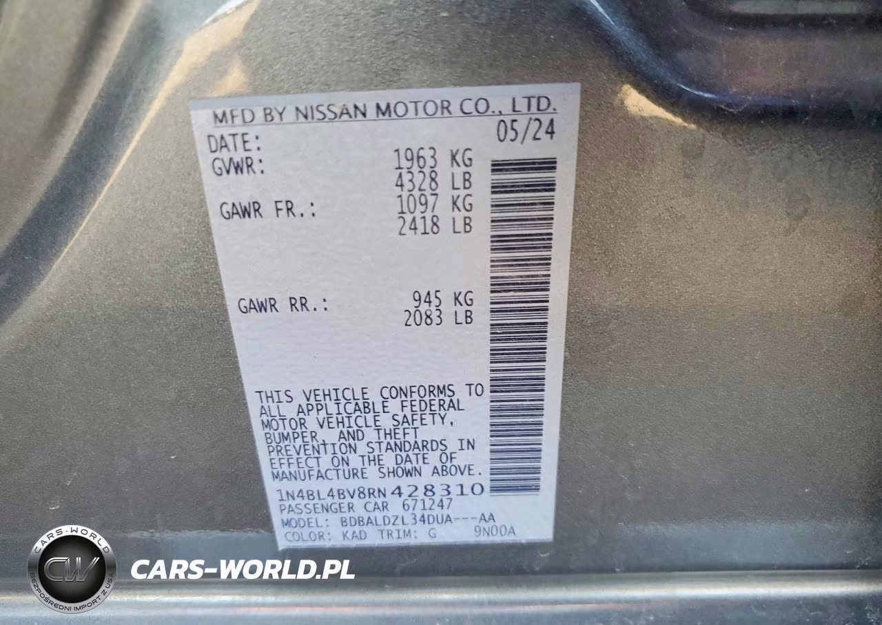 2024 Nissan Altima S VIN:1N4BL4BV8RN428310 - 12