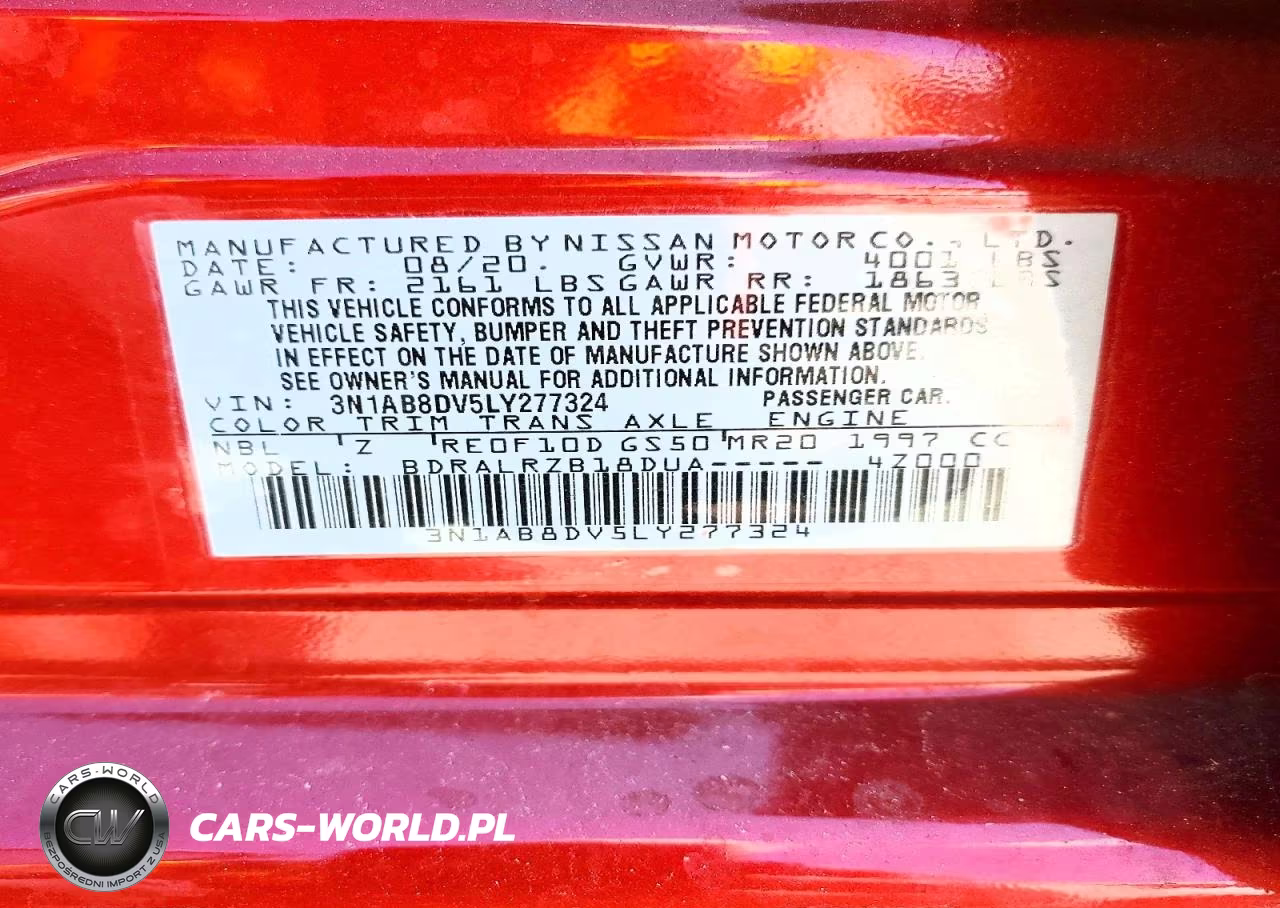 2020 Nissan Sentra Sr VIN:3N1AB8DV5LY277324 - 12