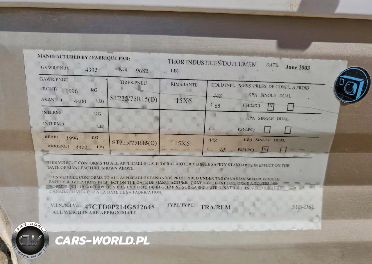 2004 Dutchmen Sport Camper VIN:47CTD0P214G512645 - 10