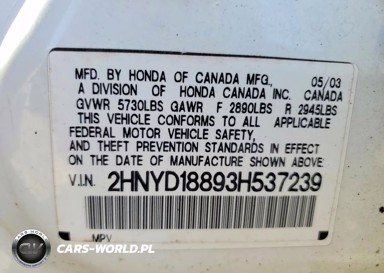 2003 Acura Mdx Touring VIN:2HNYD18893H537239 - 13