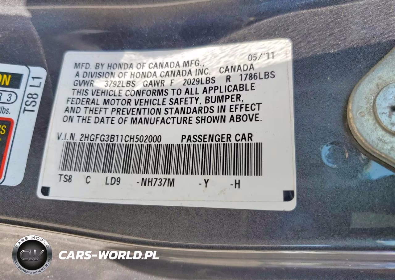 2012 Honda Civic Exl VIN:2HGFG3B11CH502000 - 13