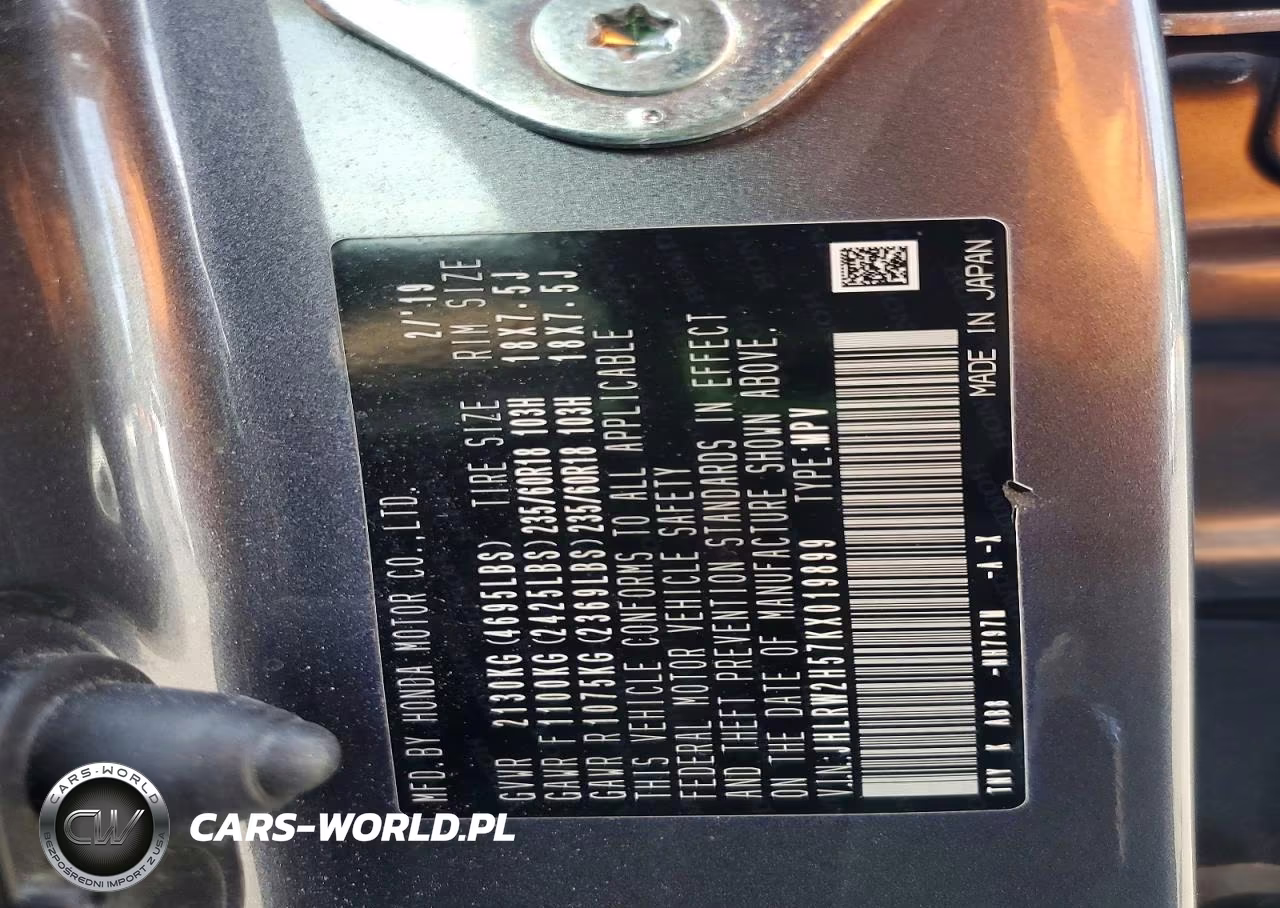 2019 Honda Cr-V Ex VIN:JHLRW2H57KX019899 - 12