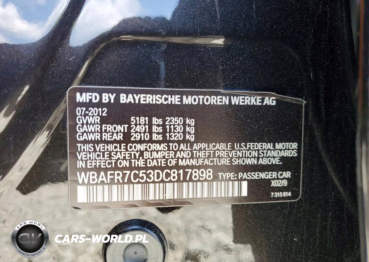 2013 BMW 535 I VIN:WBAFR7C53DC817898 - 12