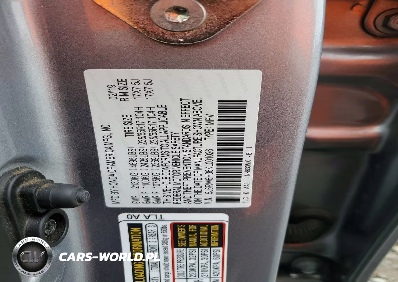 2019 Honda Cr-V Lx VIN:5J6RW6H36KL001026 - 13
