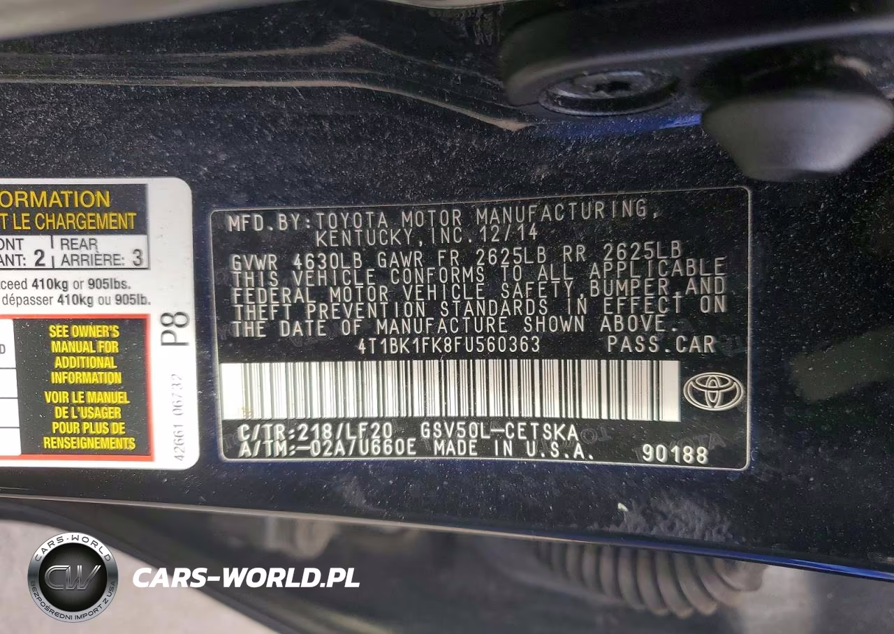 2015 Toyota Camry Xse V6 VIN:4T1BK1FK8FU560363 - 12