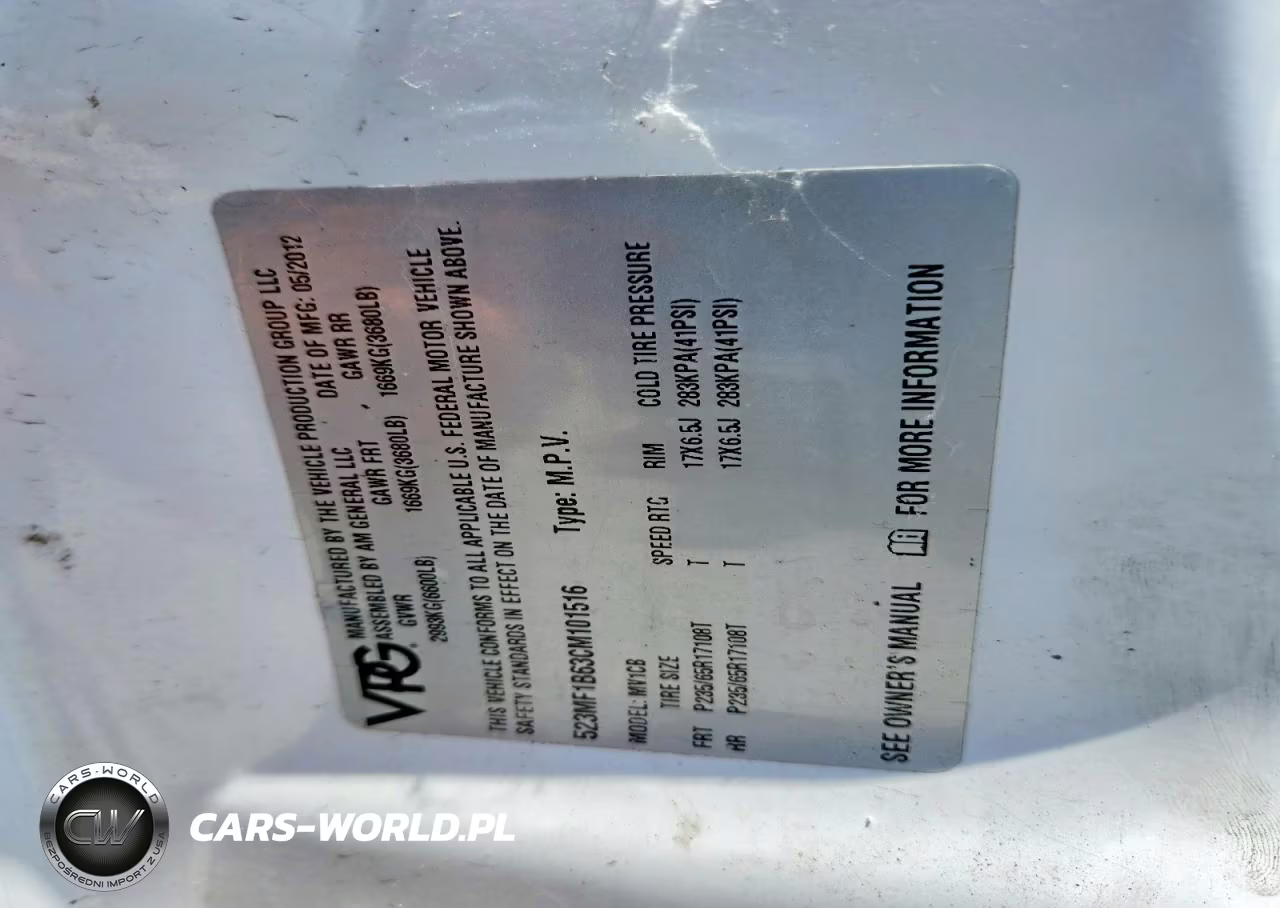 2012 The Vehicle Production Group Mv 1 VIN:523MF1B63CM101516 - 13