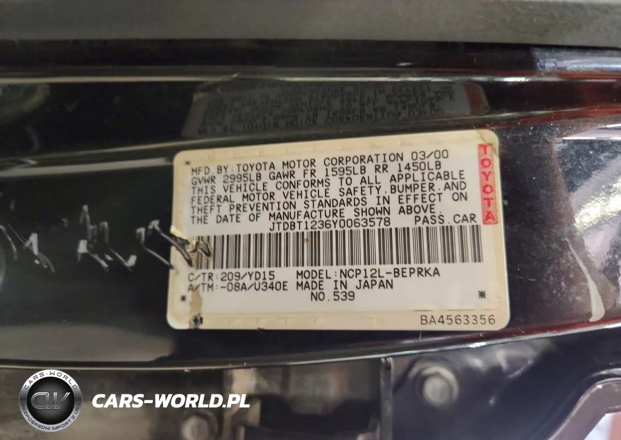 2000 Toyota Echo Base VIN:JTDBT1236Y0063578 - 12