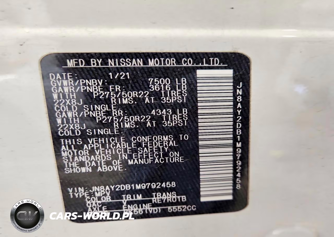 2021 Nissan Armada Platinum VIN:JN8AY2DB1M9792458 - 13
