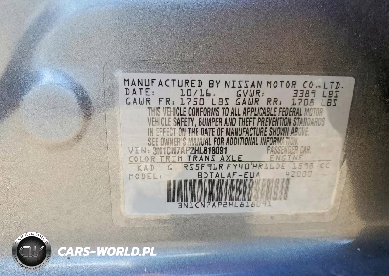 2017 Nissan Versa 1.6 S VIN:3N1CN7AP2HL818091 - 12