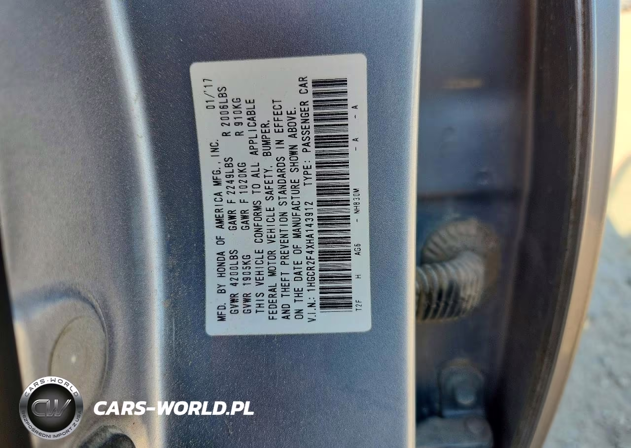 2017 Honda Accord Lx VIN:1HGCR2F4XHA143912 - 12