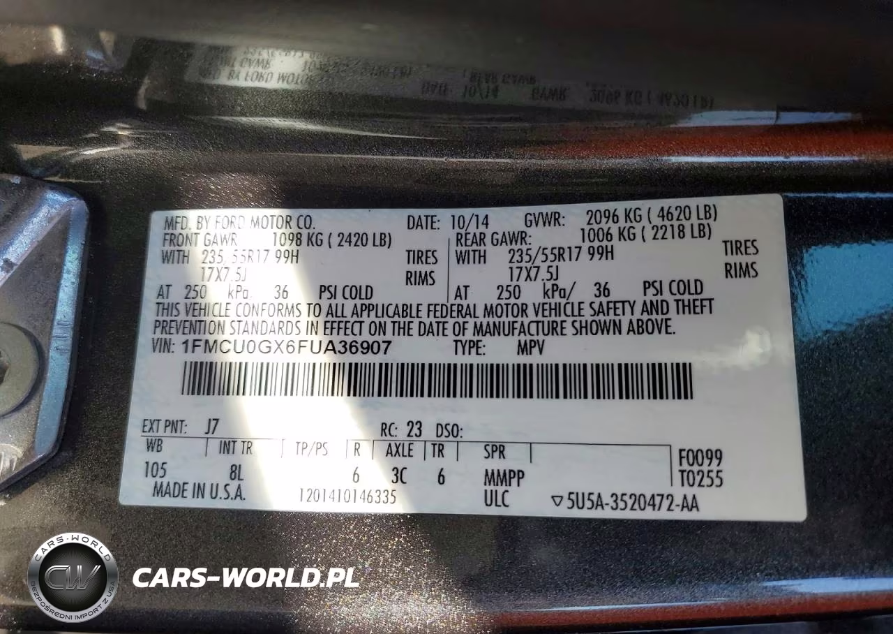 2015 Ford Escape Se VIN:1FMCU0GX6FUA36907 - 13