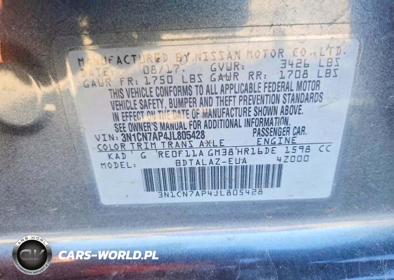 2018 Nissan Versa S Plus VIN:3N1CN7AP4JL805428 - 12