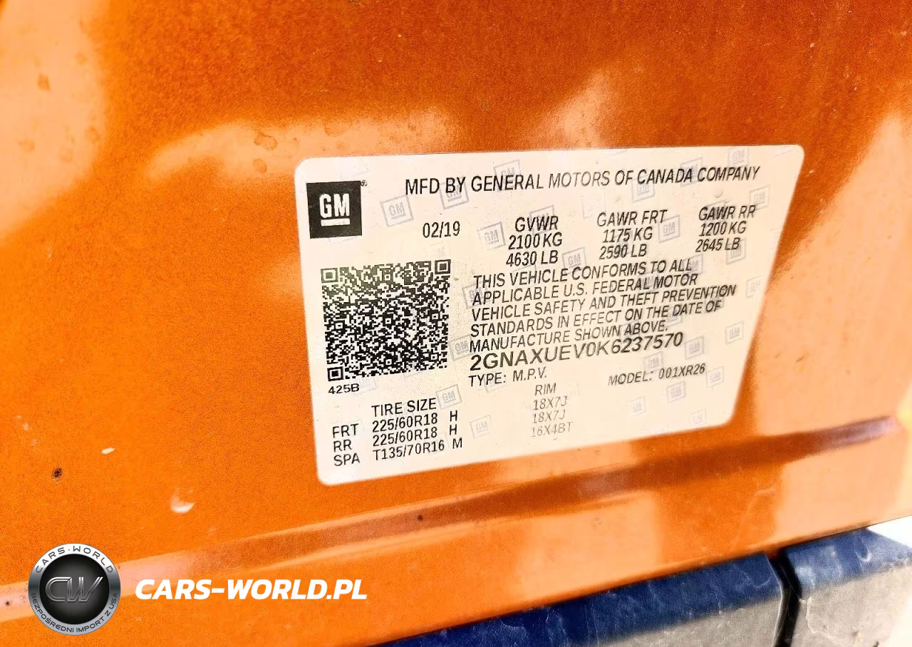 2019 Chevrolet Equinox Lt VIN:2GNAXUEV0K6237570 - 13