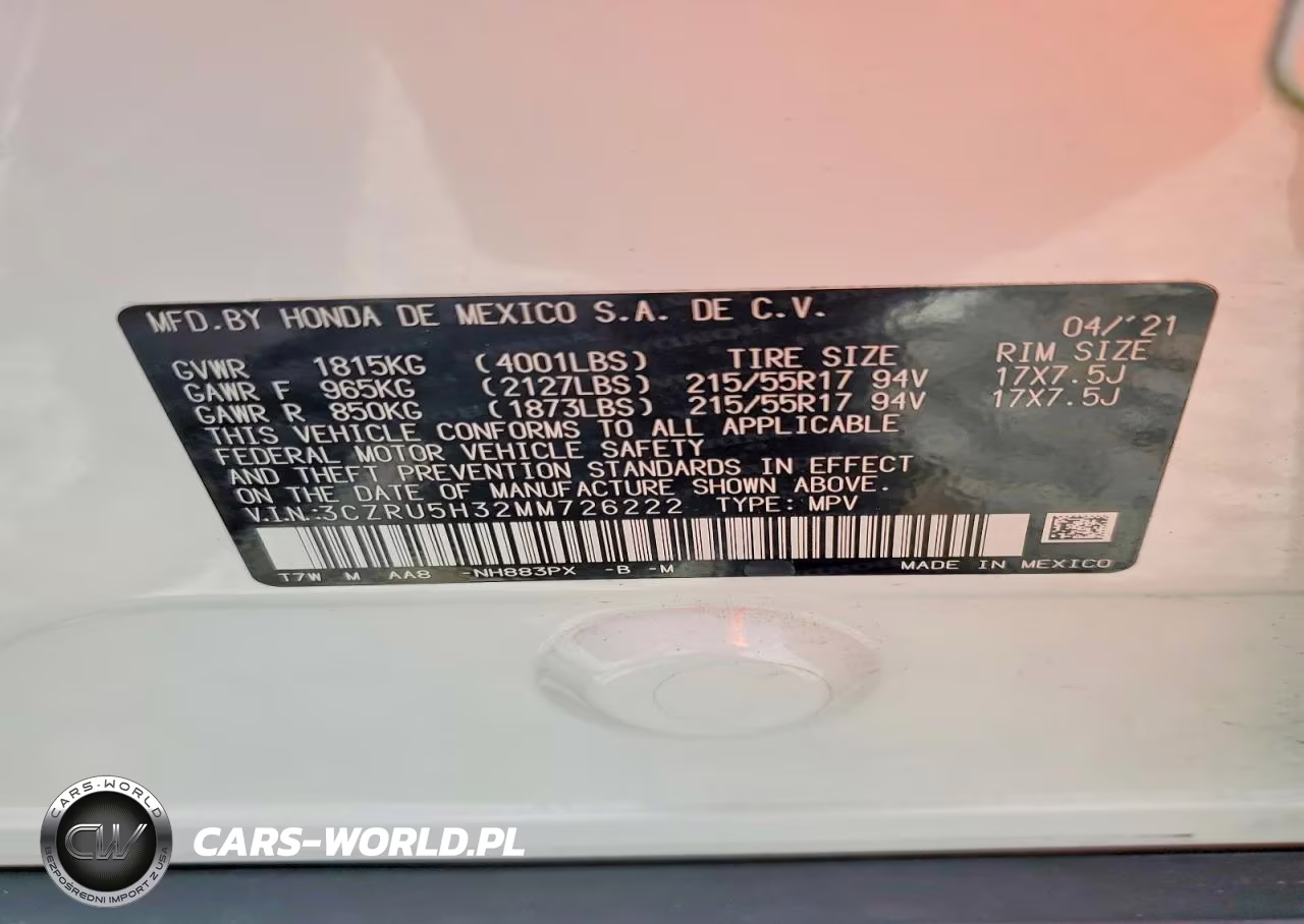 2021 Honda Hr-V Lx VIN:3CZRU5H32MM726222 - 13