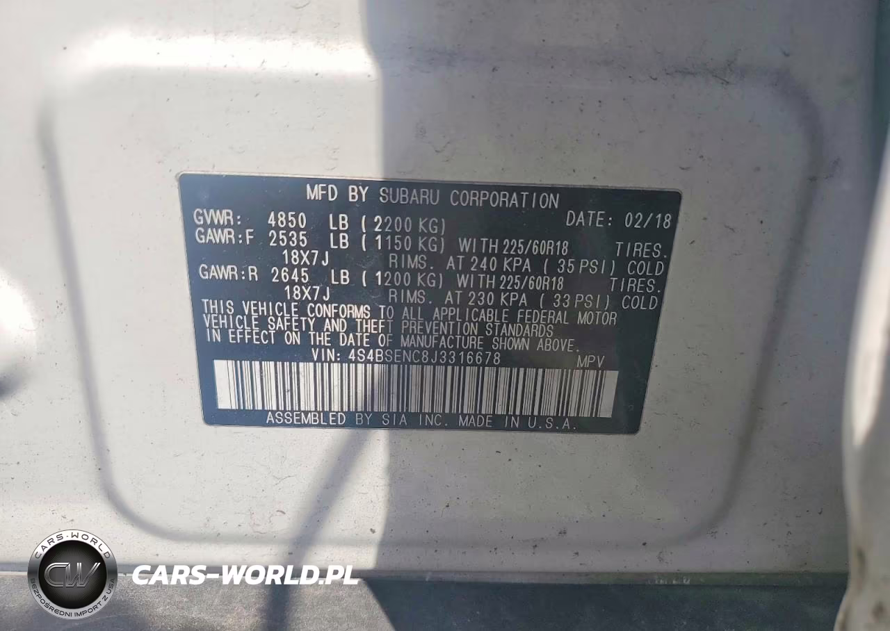 2018 Subaru Outback 3.6R Limited VIN:4S4BSENC8J3316678 - 14