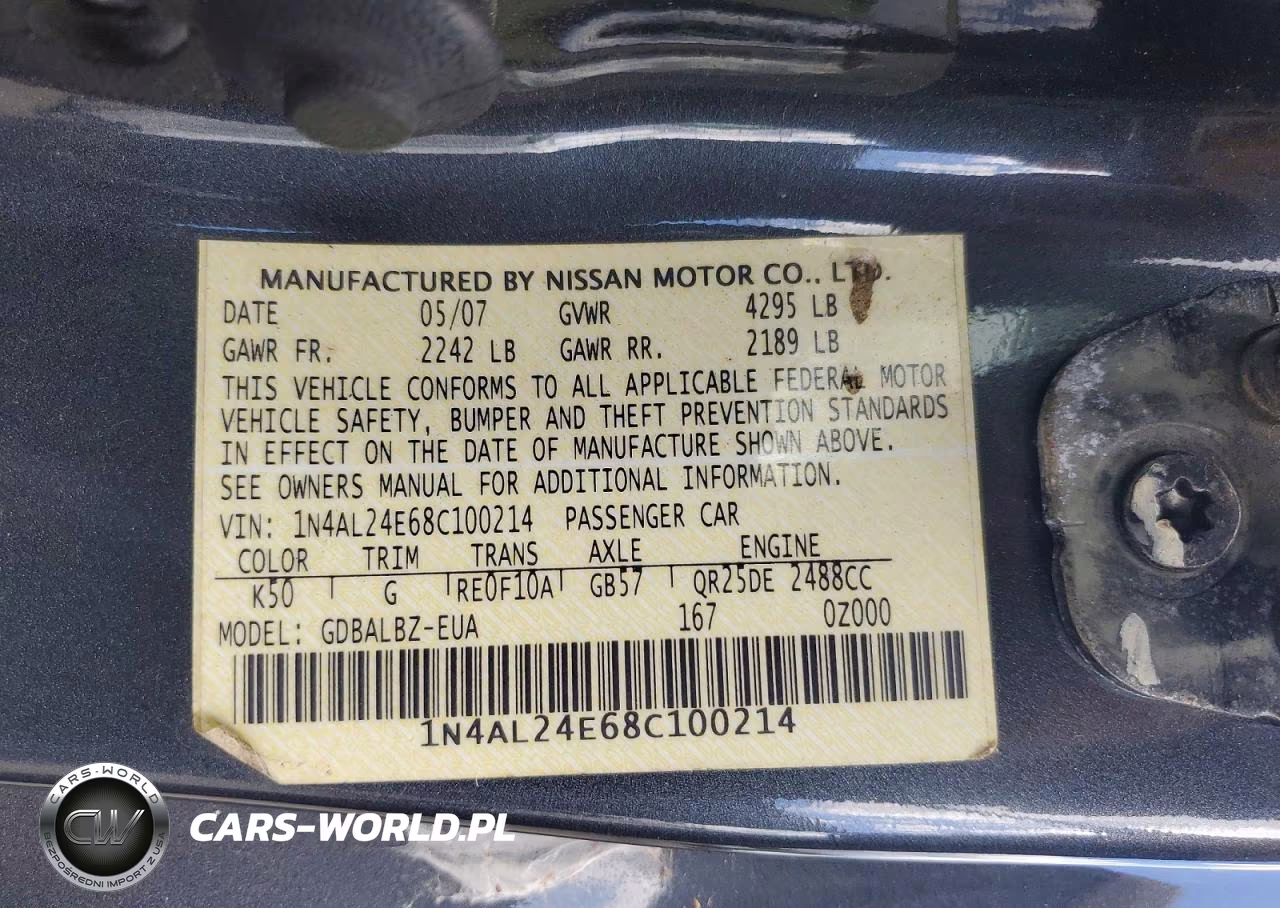 2008 Nissan Altima 2.5S VIN:1N4AL24E68C100214 - 12