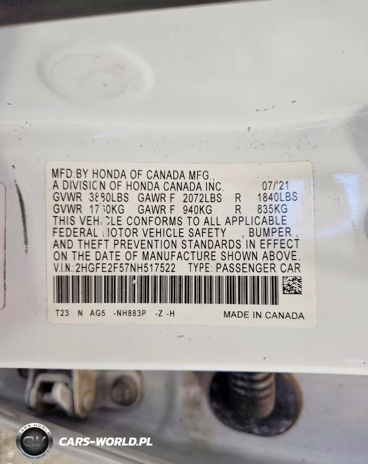 2022 Honda Civic Sport VIN:2HGFE2F57NH517522 - 12