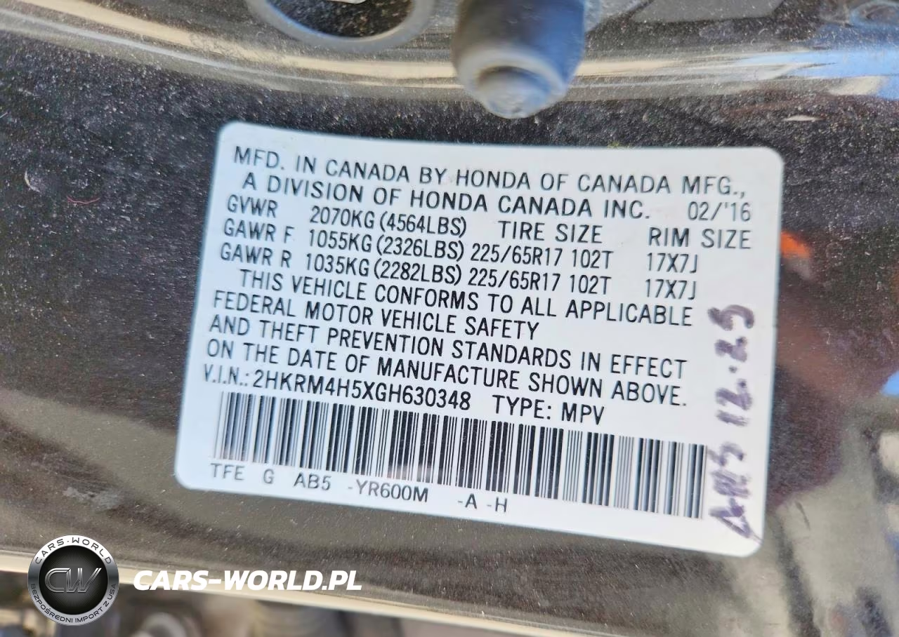 2016 Honda Cr-V Ex VIN:2HKRM4H5XGH630348 - 13