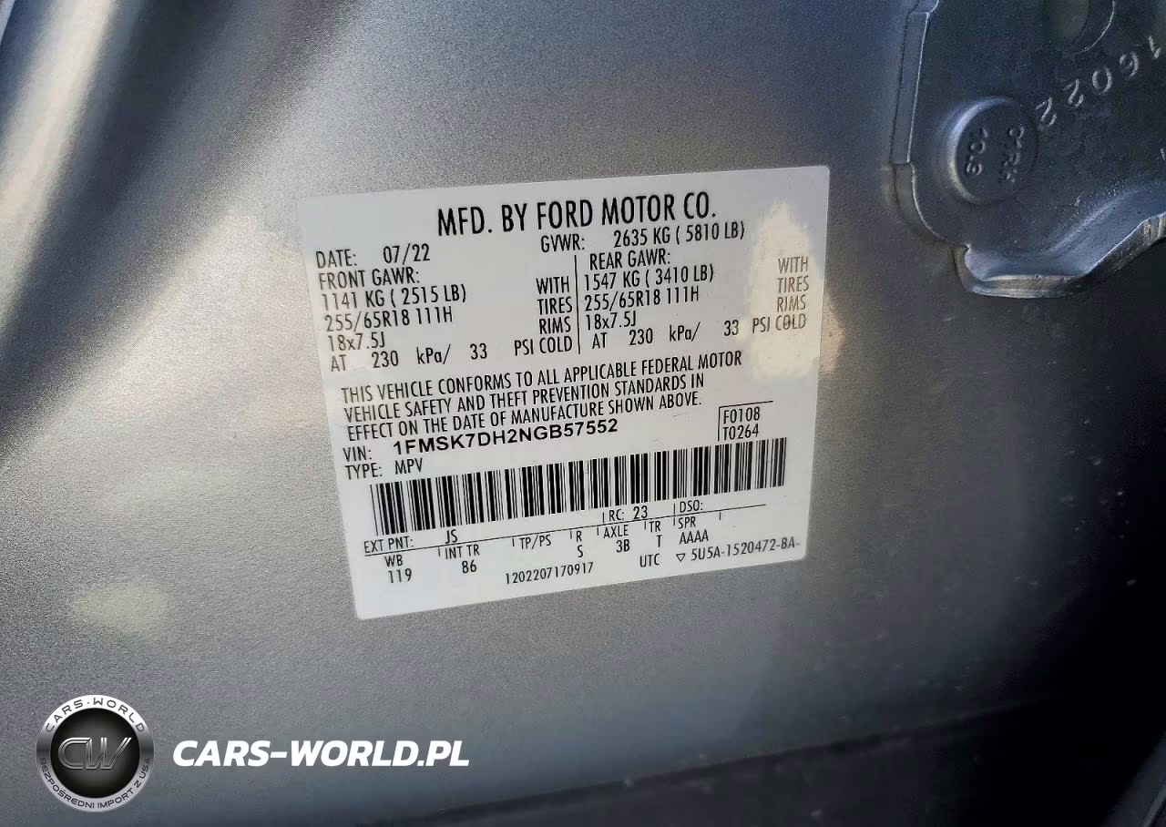 2022 Ford Explorer Xlt VIN:1FMSK7DH2NGB57552 - 14