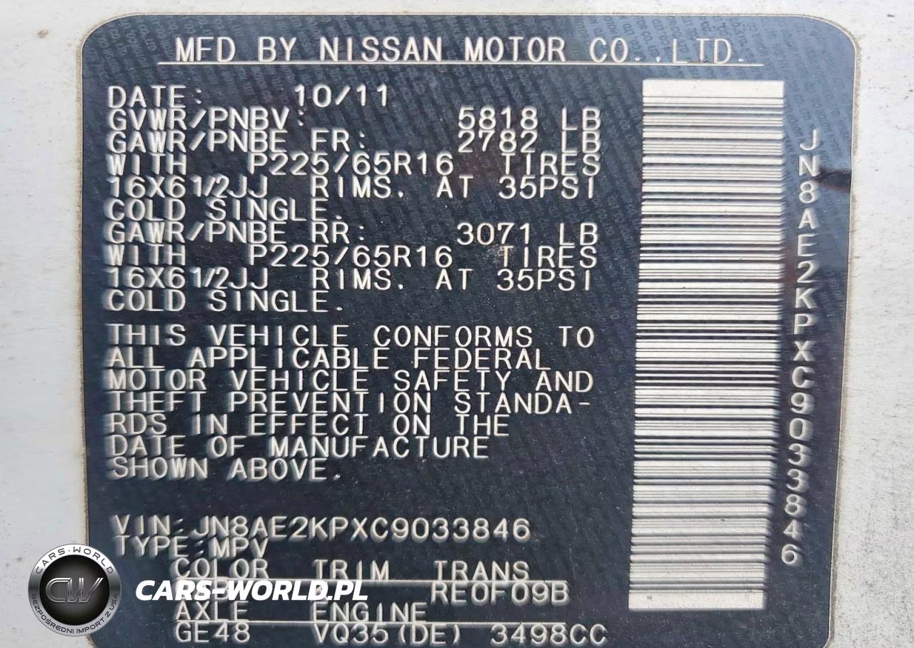 2012 Nissan Quest 3.5 S VIN:JN8AE2KPXC9033846 - 13
