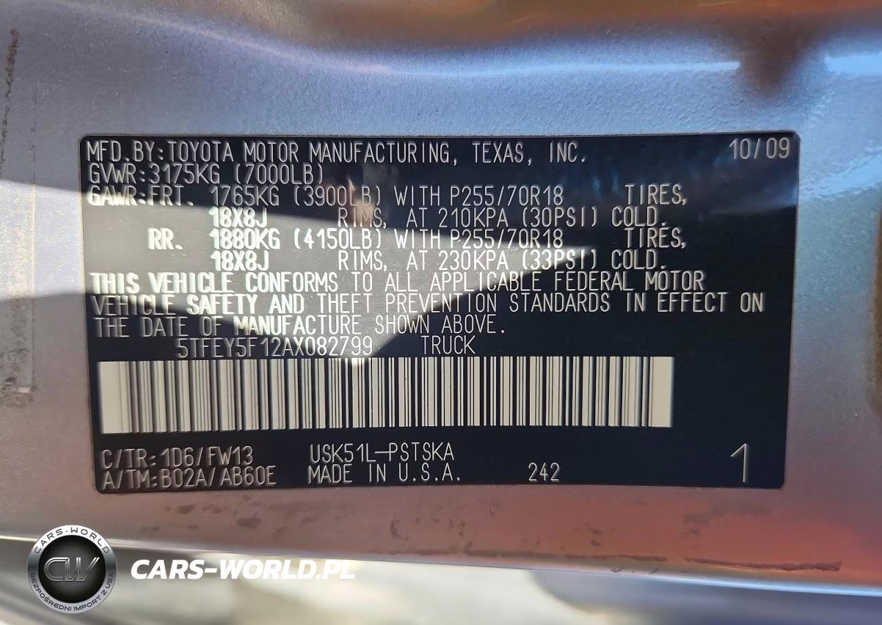 2010 Toyota Tundra Grade 5.7L V8 VIN:5TFEY5F12AX082799 - 12