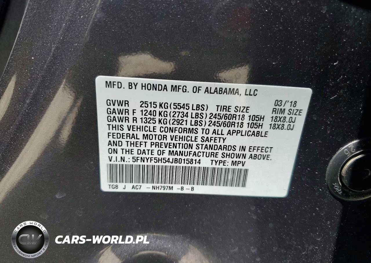 2018 Honda Pilot Exl VIN:5FNYF5H54JB015814 - 13