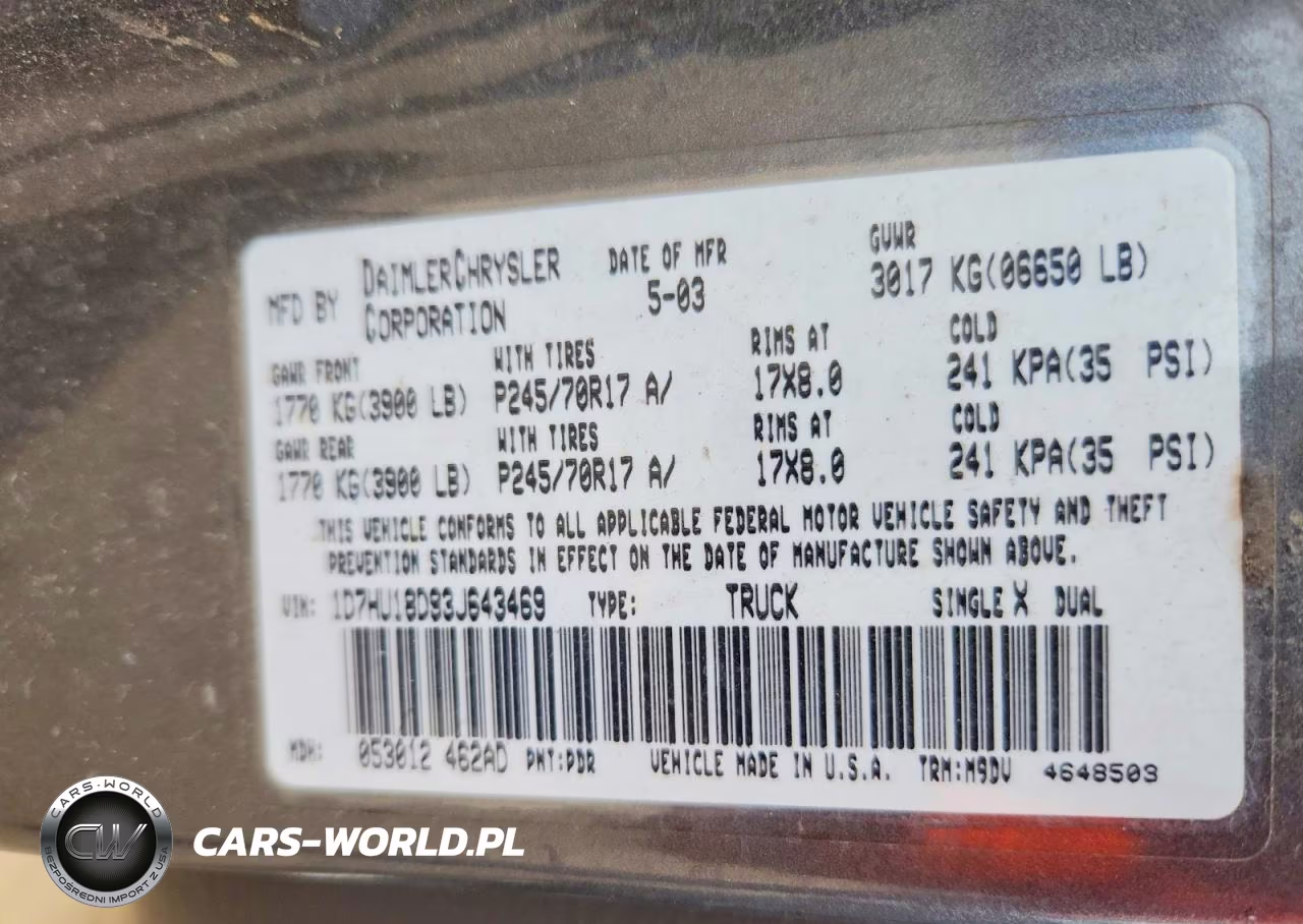 2003 Dodge Ram 1500 St VIN:1D7HU18D93J643469 - 12
