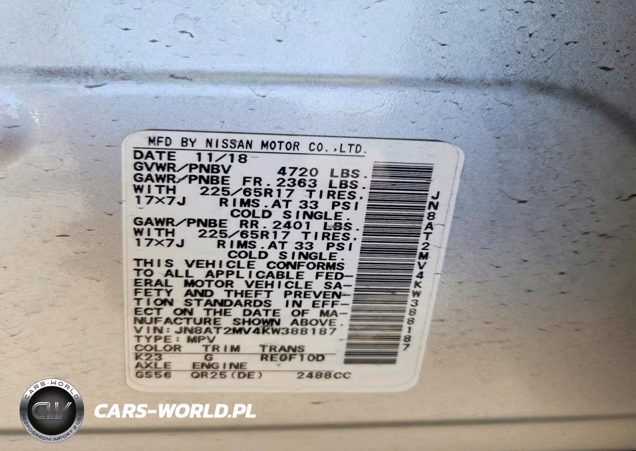 2019 Nissan Rogue S VIN:JN8AT2MV4KW388187 - 13