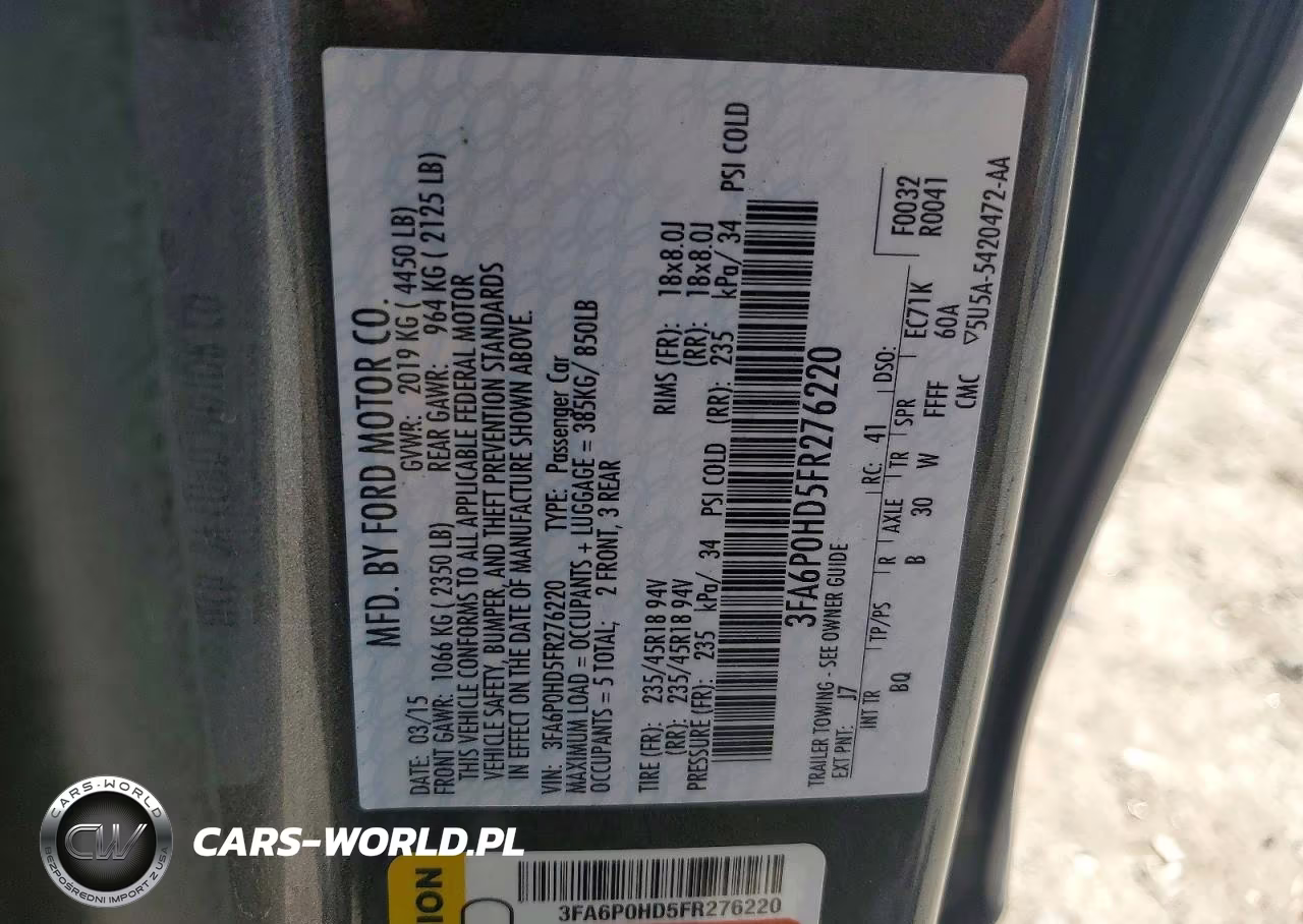 2015 Ford Fusion Se VIN:3FA6P0HD5FR276220 - 12