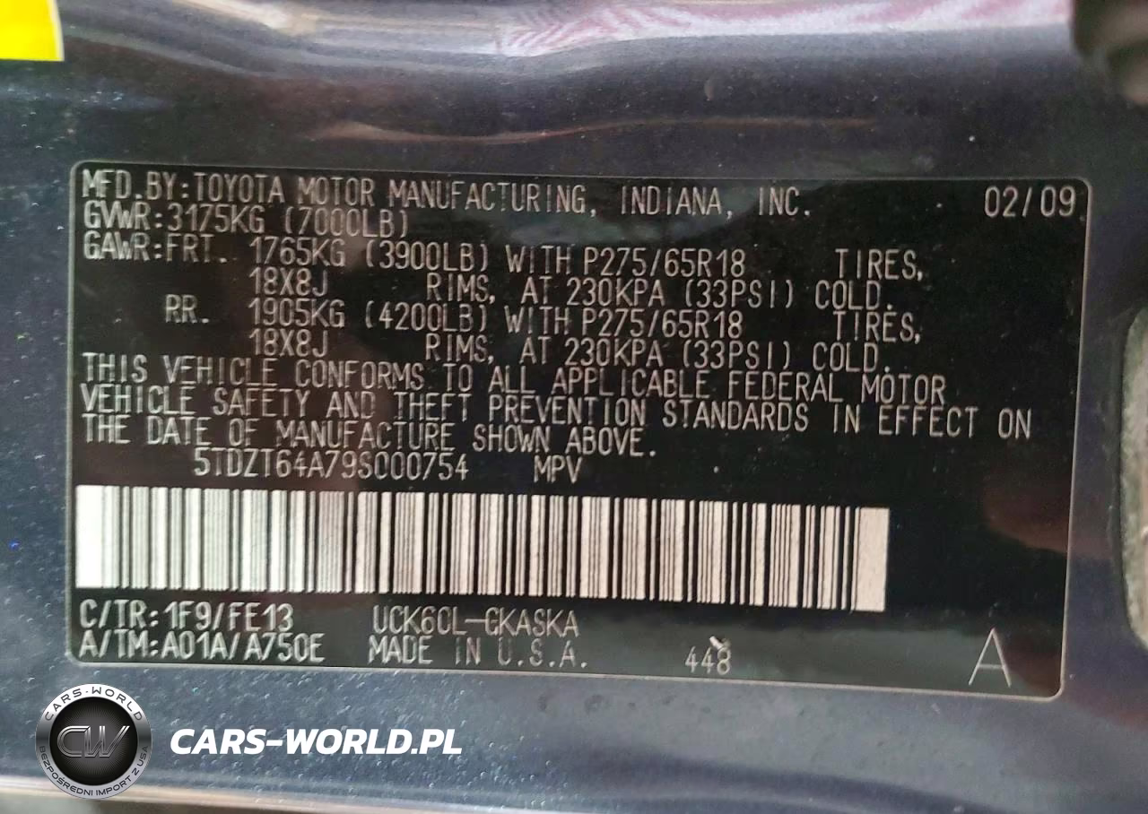 2009 Toyota Seqouia VIN:5TDZT64A79S000754 - 13