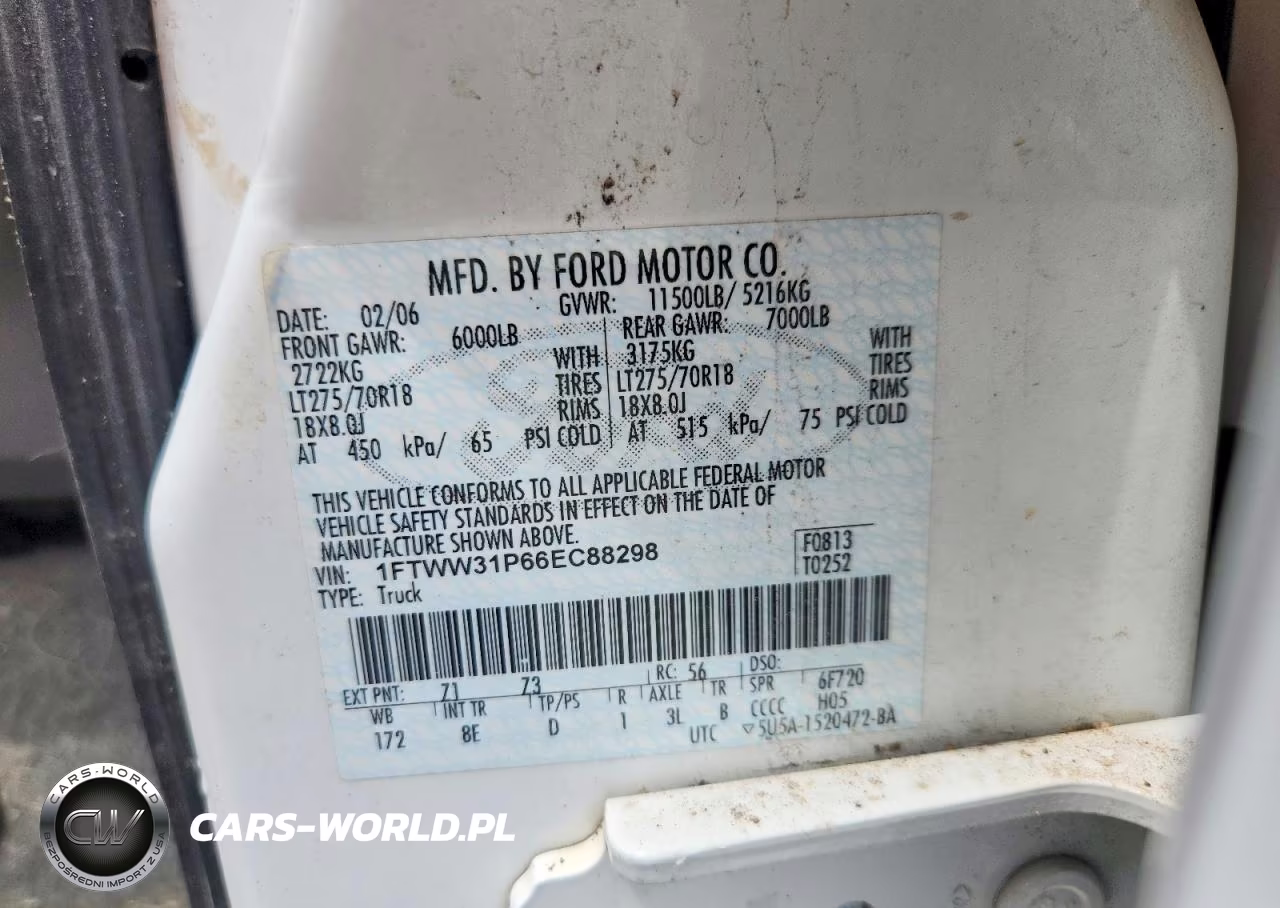 2006 Ford F350 Srw Super Duty VIN:1FTWW31P66EC88298 - 13