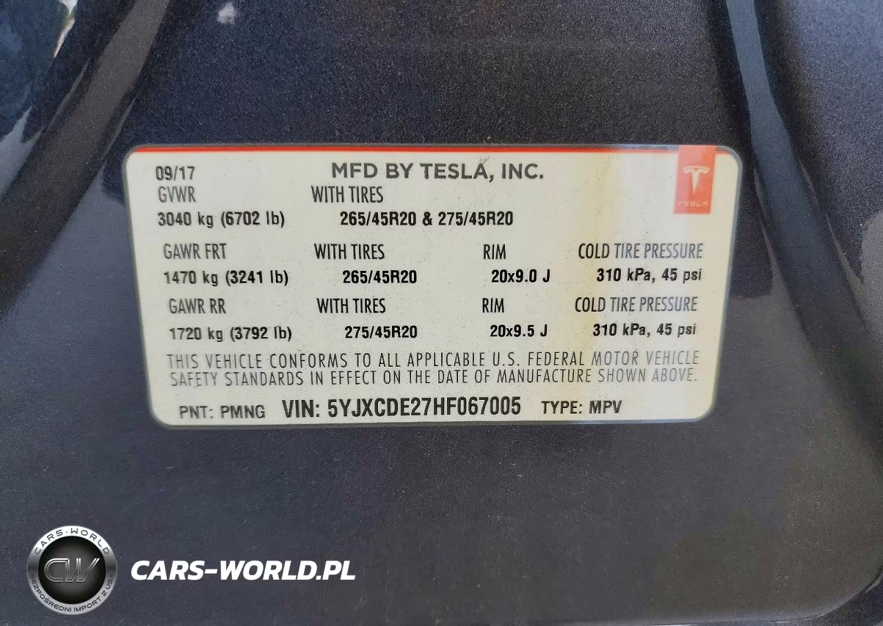 2017 Tesla Model X VIN:5YJXCDE27HF067005 - 12