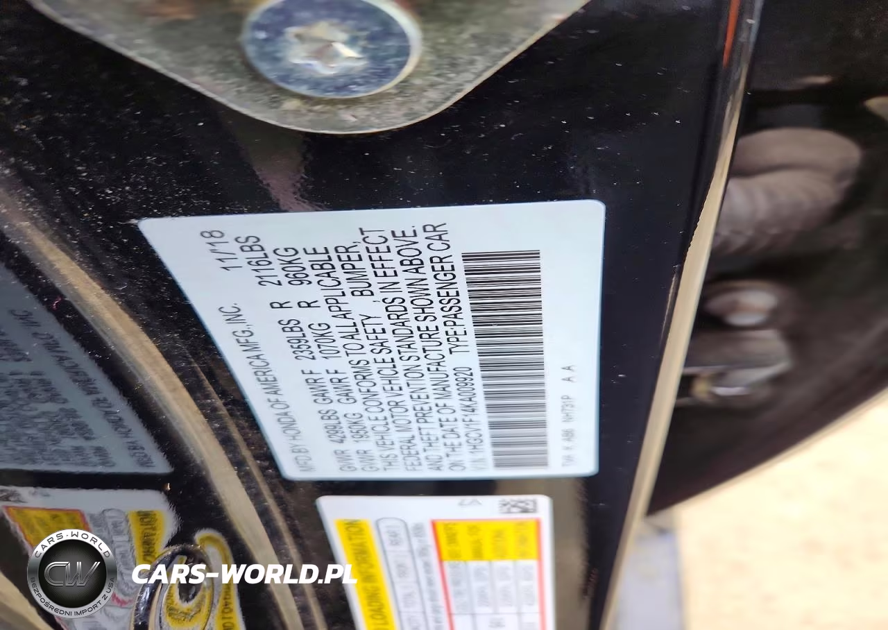 2019 Honda Accord Lx VIN:1HGCV1F14KA009920 - 12