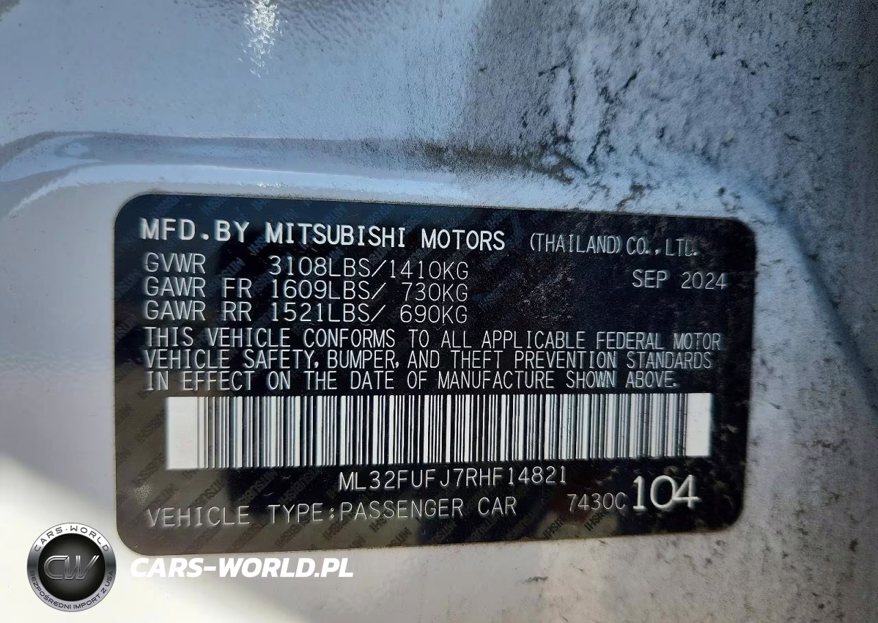 2024 Mitsubishi Mirage G4 Es VIN:ML32FUFJ7RHF14821 - 12