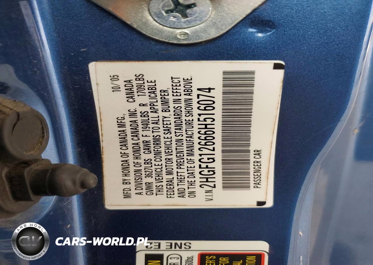2006 Honda Civic Lx VIN:2HGFG12666H516074 - 12
