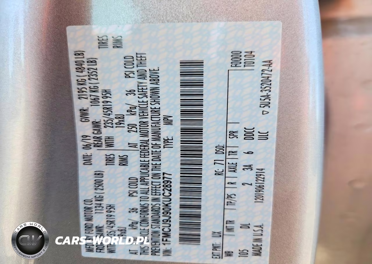 2019 Ford Escape Titanium VIN:1FMCU9J90KUC28977 - 14