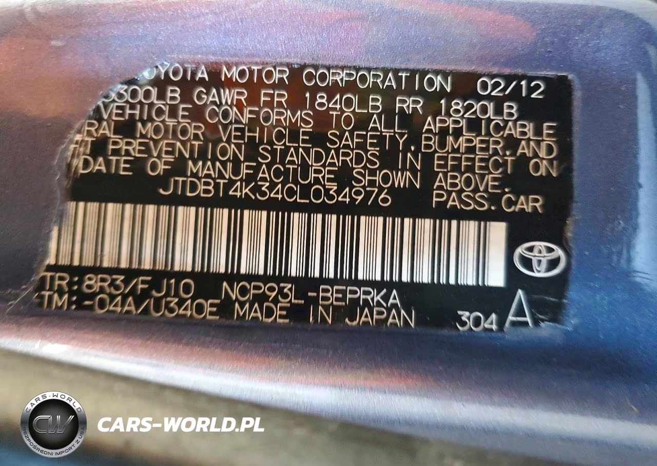 2012 Toyota Yaris Fleet VIN:JTDBT4K34CL034976 - 13