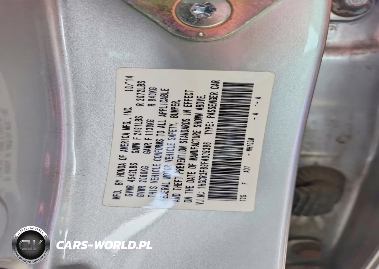 2015 Honda Accord Exl VIN:1HGCR3F89FA009396 - 12