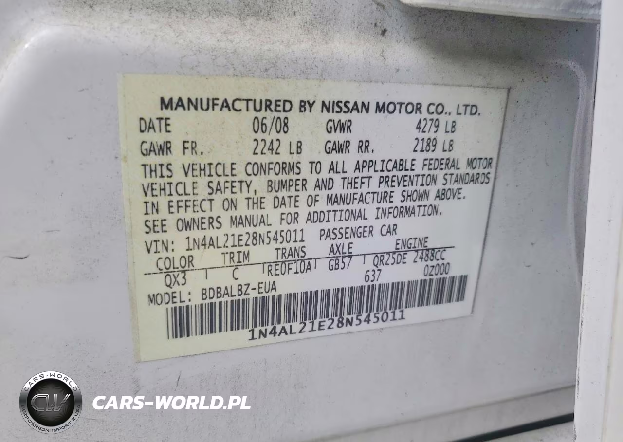 2008 Nissan Altima 2.5 VIN:1N4AL21E28N545011 - 12
