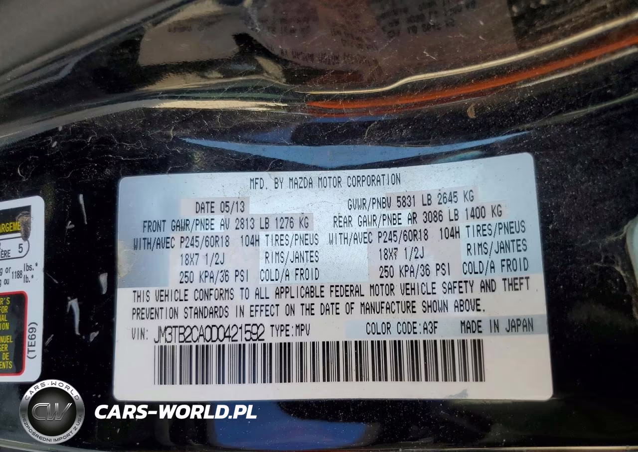 2013 Mazda Cx-9 Touring VIN:JM3TB2CA0D0421592 - 13