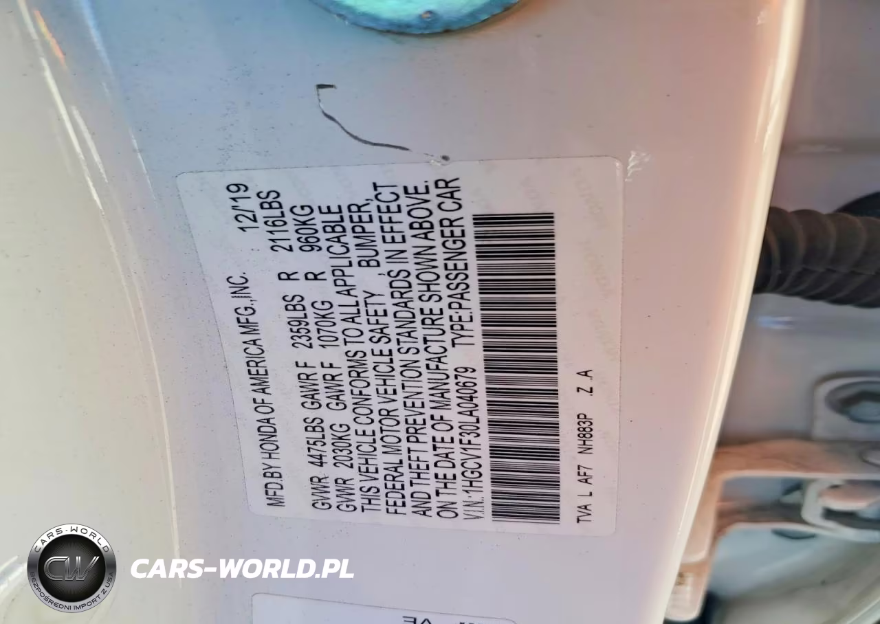 2020 Honda Accord Sport VIN:1HGCV1F30LA040679 - 12