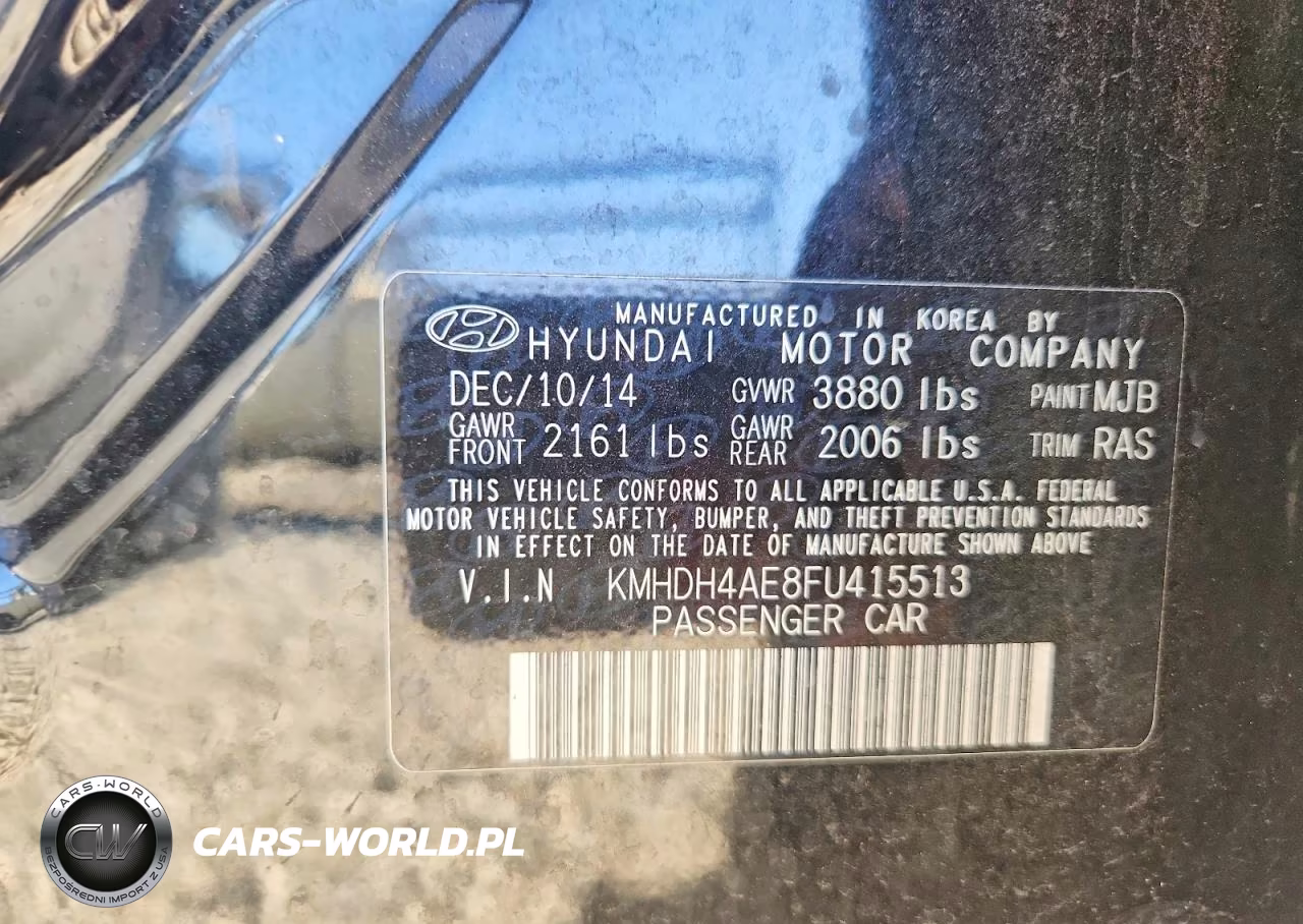 2015 Hyundai Elantra Se VIN:KMHDH4AE8FU415513 - 12
