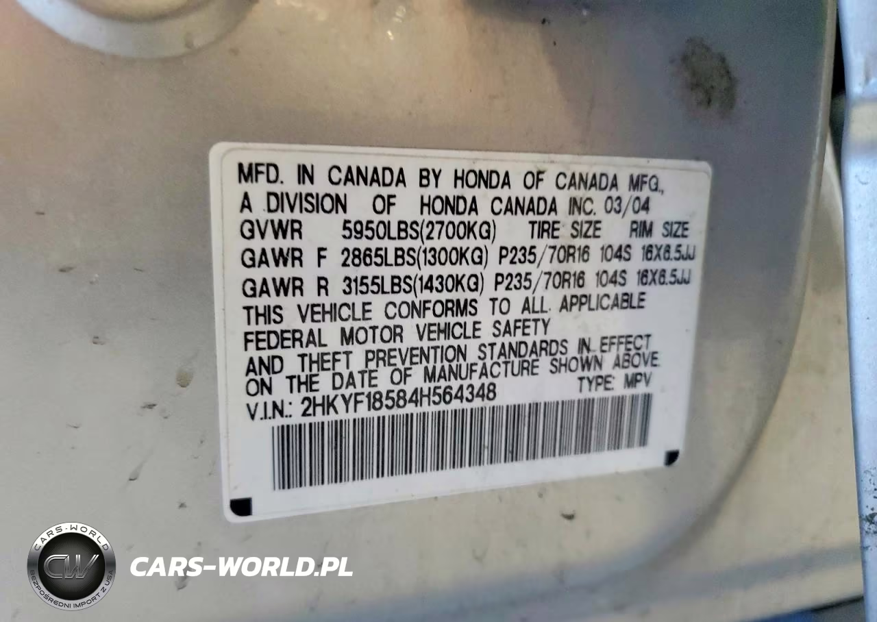 2004 Honda Pilot Exl VIN:2HKYF18584H564348 - 13