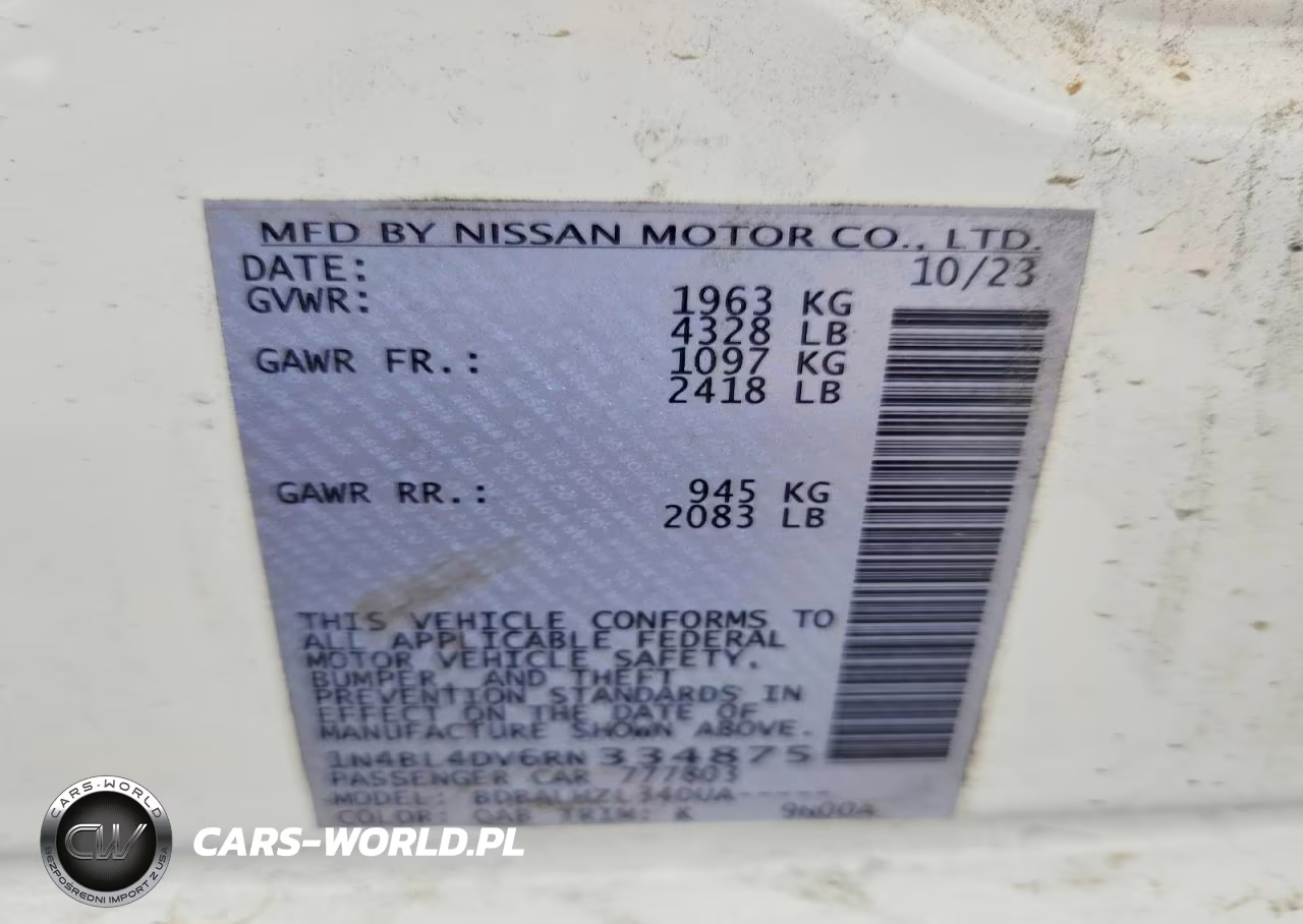 2024 Nissan Altima Sv VIN:1N4BL4DV6RN334875 - 12