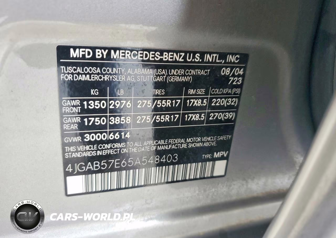 2005 Mercedes-Benz Ml 350 VIN:4JGAB57E65A548403 - 12