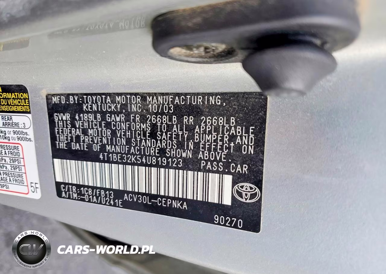 2004 Toyota Camry Le VIN:4T1BE32K54U819123 - 12