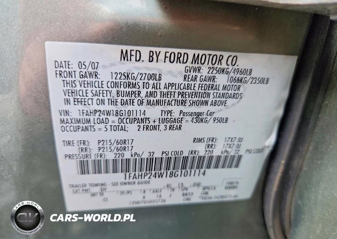 2008 Ford Taurus Sel VIN:1FAHP24W18G101114 - 12